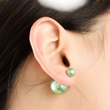 【促销】大小珍珠耳环多款小仙女耳钉亮晶晶双面杨梅耳饰白色绿色